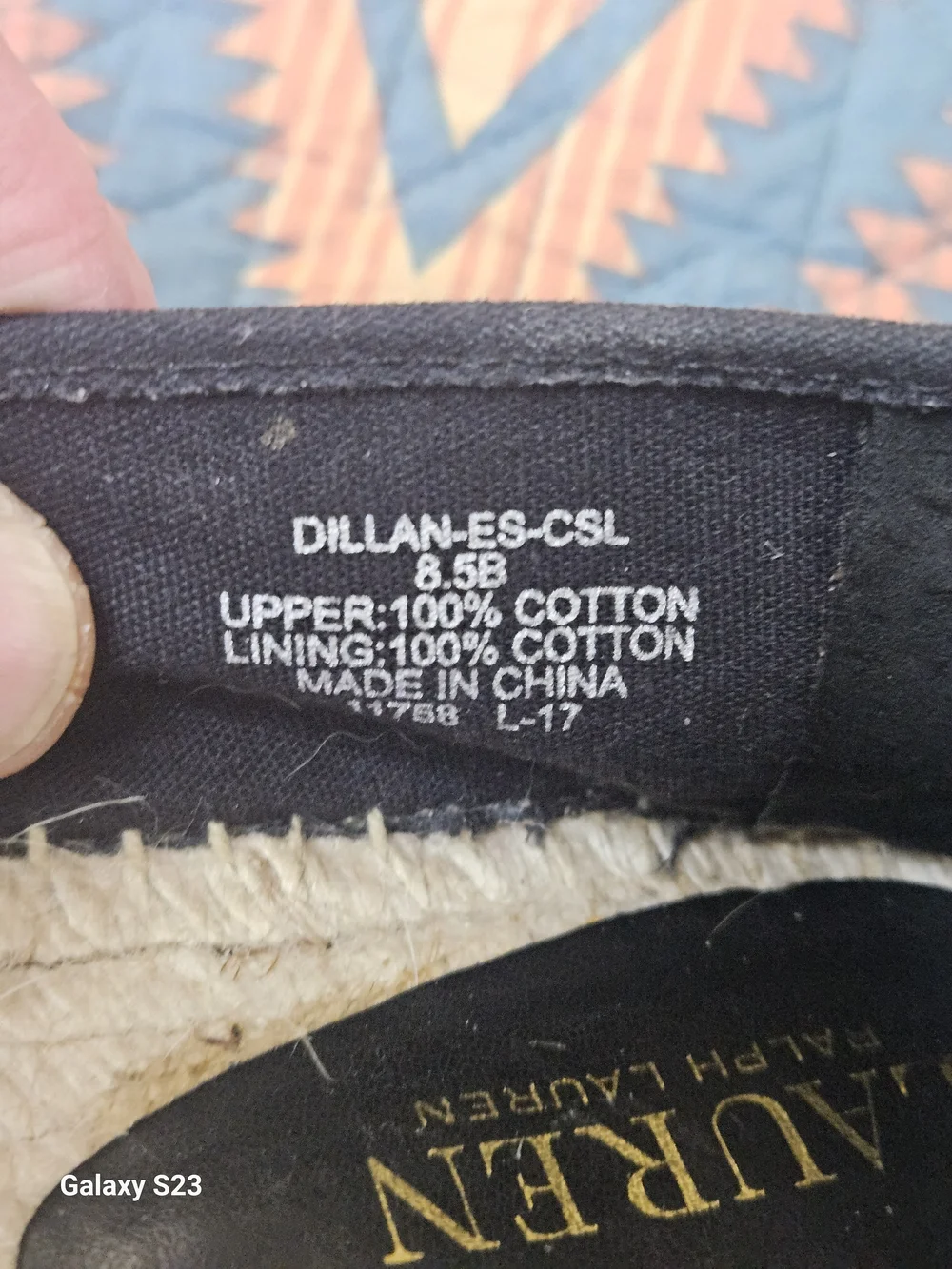 Lauren‎ Ralph Lauren Black Canvas Espadrille Slip-On with White Crest